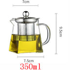 Square Glass Stainless Steel Filter Teapot